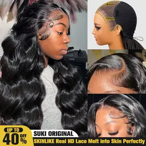 Body Wave 13x6 Glueless Drawstring Version HD Lace Wigs 100% Human Hair with Baby Hair 200% Density Natural Color For Black Women