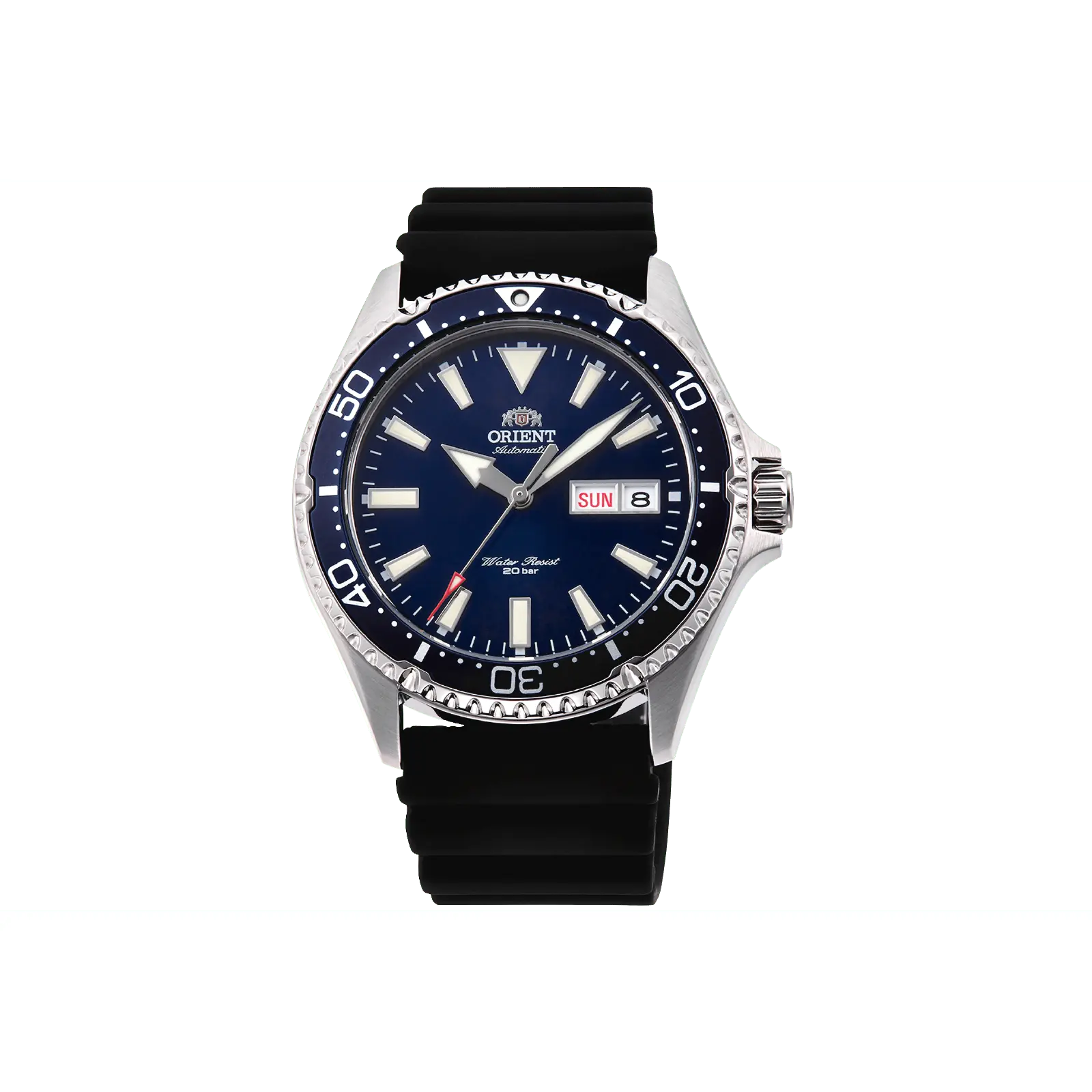 Orient Kamasu Men's 200m Diver Style Automatic Sports Watch - Stainless Steel Wristwatch, Aqua Resist Mechanical, Sapphire Crystal, Automatic Waterproof, RA-AA0006L39B, Automatic Waterproof Watch