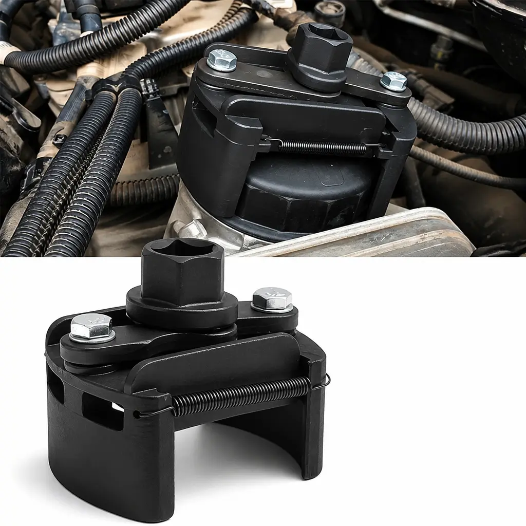 New Upgrade Adjustable Oil Filter Removal Wrench, for Small & Medium Spin-On Oil Filters (2.36-3.15 In), 1/2 Inch Drive Cap Type Tool, Universal Size Matching, Labor-Saving Vehicle Repair Gadget