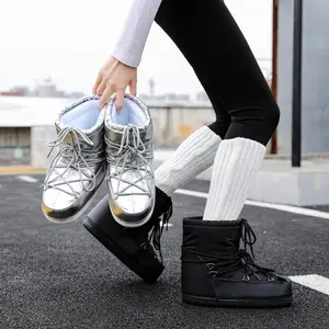 Women's Winter Snow Boots with plush lining, durable lace-up closure and thickened sole for warmth and good grip - round toe design, TPU/textile upper and synthetic outsole, winter boots, snow outdoor shoes, stylish boot design, warm lining