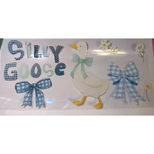 Silly Goose Blue Gingham UV DTF Tumbler Wrap