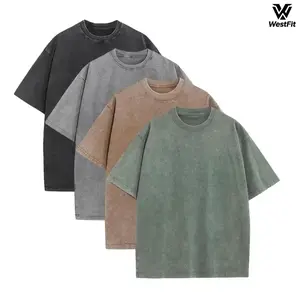 1/4 Pack Oversized Tshirts Unisex Gym Vintage Heavyweight T Shirts Cotton Workout Acid Wash Baggy Tees