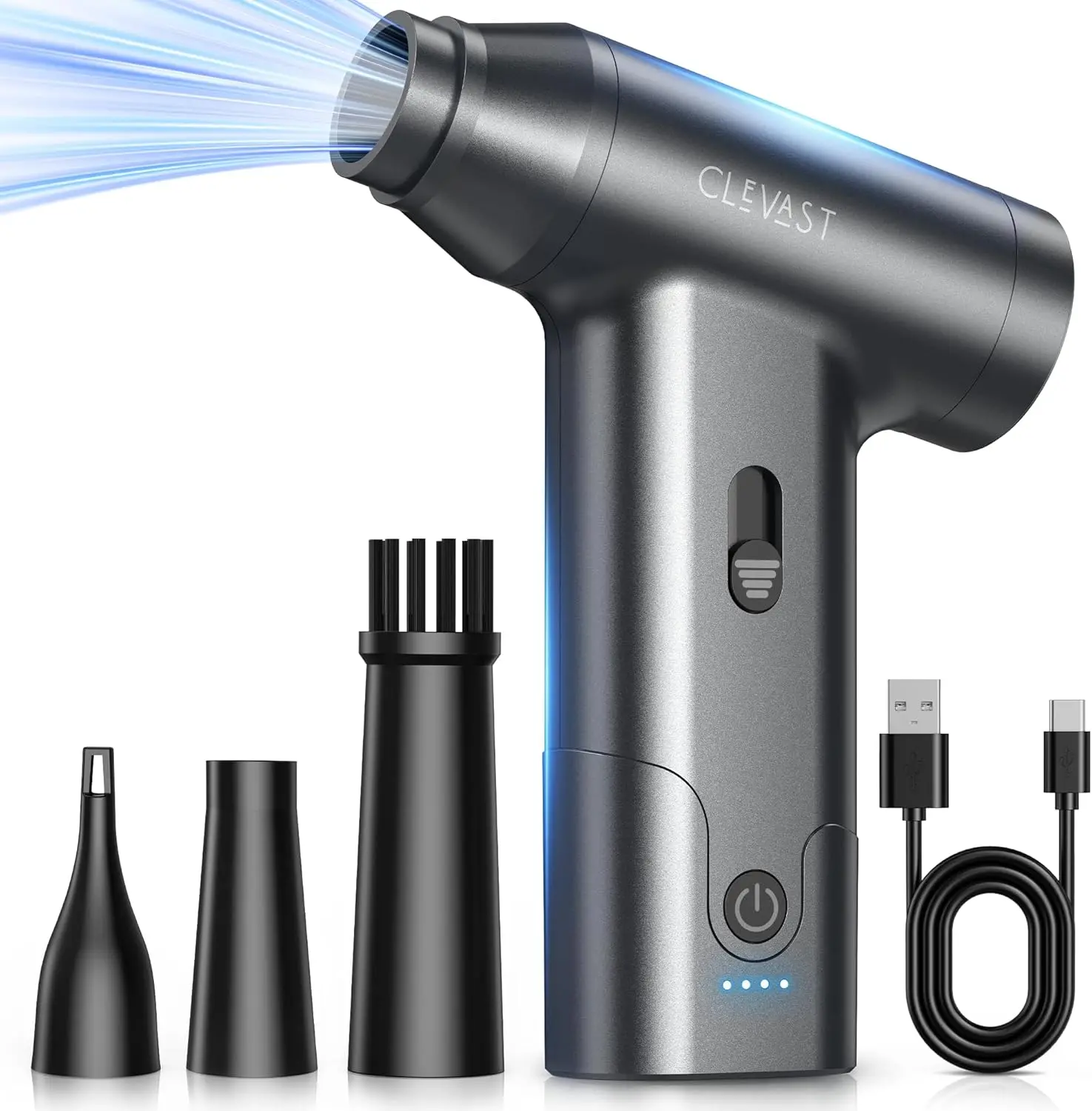 Compressed Air Duster Super Power Cordless Electric Mini Air Blower 130000 RPM Brushless Motor Stepless Speed Control Rechargeable for PC Keyboard Car and Electronics Cleaning Kit Portable High Speed Air Dusting Tool for Computer Maintenance
