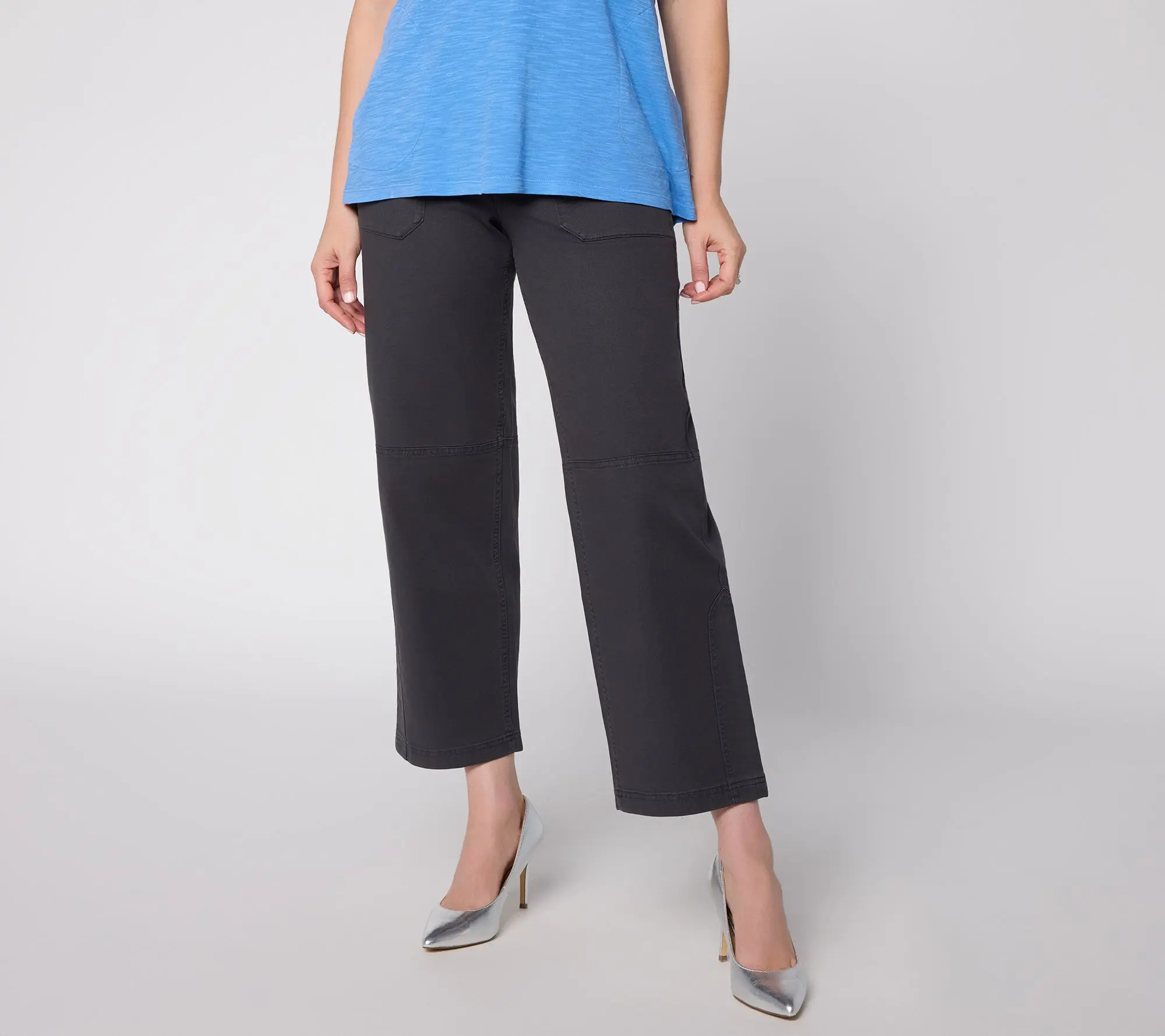 LOGO by Lori Goldstein Regular Straight Ankle Seamed Pants