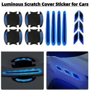 Car Door Bumper Stickers Set, Anti-Scratch Night Reflective Warning Decals, Rear Bumper Mirror Fender Protection Film