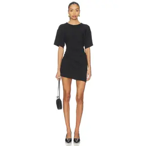 EAVES Ira Twisted Tee Dress in Black