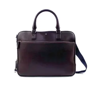 Pre-owned Montblanc 1 Tote Bags Burgundy Calfskin Briefcase Handheld Shoulder Bag Tote Style with Adjustable Strap and Zipper Closure