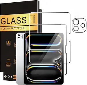 2 Pack Screen Protector for iPad Pro 13 Inch 2024 7th Generation + 2 Pack Camera Lens Protector,Tempered Glass Anti-Scratch Case Friendly, Compatible with Face ID Apple Pencil[4 Pack]