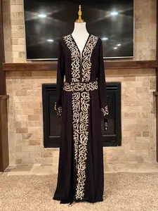 Arabic Women’s Calligraphy Open Black Abaya – عباءة