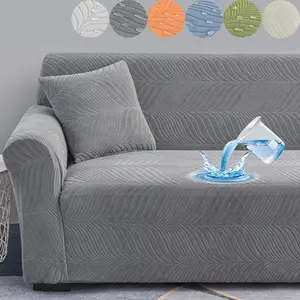Elastic Sofa Cover with Free Pillowcase Stretchable Fit Durable Nylon Polyester Blend Color Block Design for Living Room Bedroom Office Furniture Protector