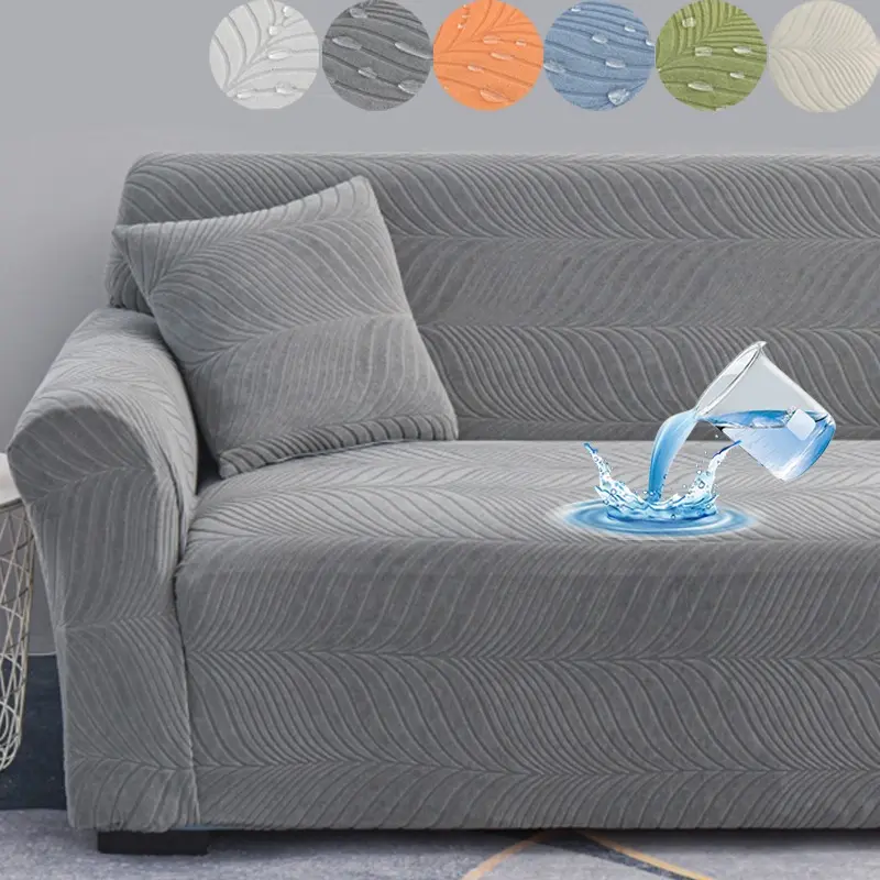 Elastic Sofa Cover with Free Pillowcase Stretchable Fit Durable Nylon Polyester Blend Color Block Design Sofa Couch Covers for Living Room Bedroom Office Furniture Protector Reusable Couch Protector Washable Sofa Covers Waterproof Sofa Cover