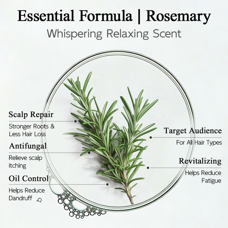 【SW-1】Easyes Rosemary Hair Shampoo Anti-Dandruff Anti-Thinning Repairs Strengthens 3 in 1 - Woody Fragrance Women and Men Shampoo Gently Cleanse Suitable for all hair types vegan no animal testing Hair Product The best choice for gifts