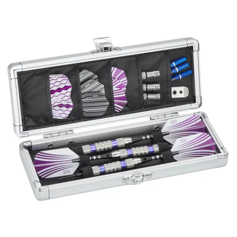 Aluminum Hard Shell Dart Case, Portable Storage for 3 Darts with Pockets for Flights & Shafts, Fits Soft Tip & Steel Tip Sets, Soft Tip Darts
