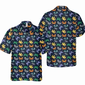 Video Game Controller Hawaiian Shirt, Funny Gamer Gift, Summer Beach Button Up, Vacation Aloha Shirt for Men Women, Gaming Outfit