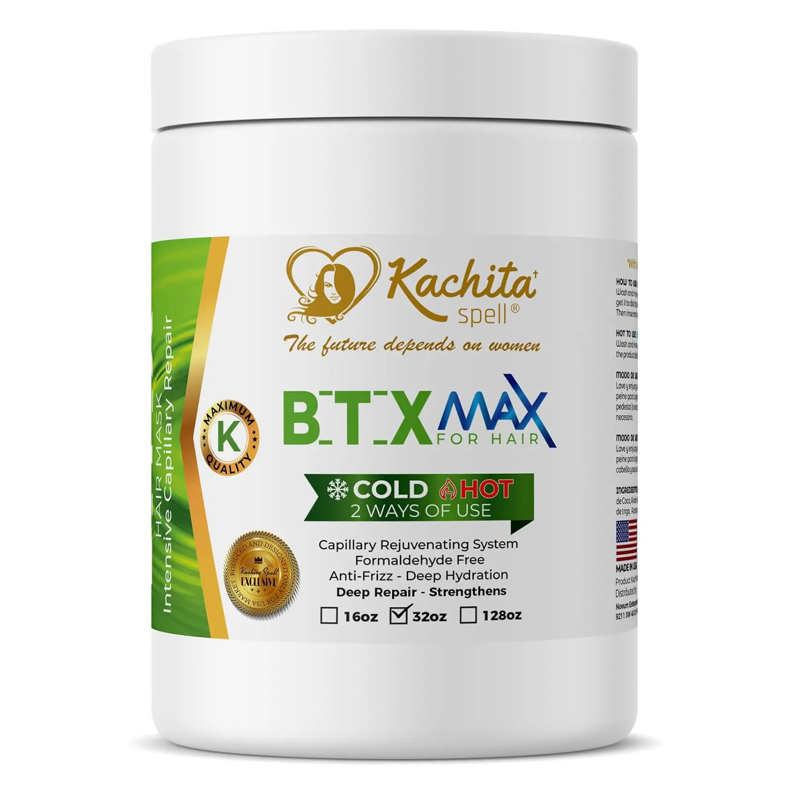 Kachita Spell Hair Treatment Capillary Rejuvenating System Formaldehyde Free MAX 32 floz Hair Mask Haircare Repair Hydrating Conditioner Keratin Shampoo Aloe