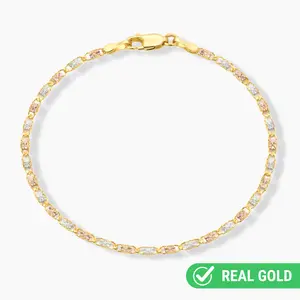 14K TRI COLOR GOLD VALENTIN BRACELET -2.5MM -EXPANDED SIZE RANGE