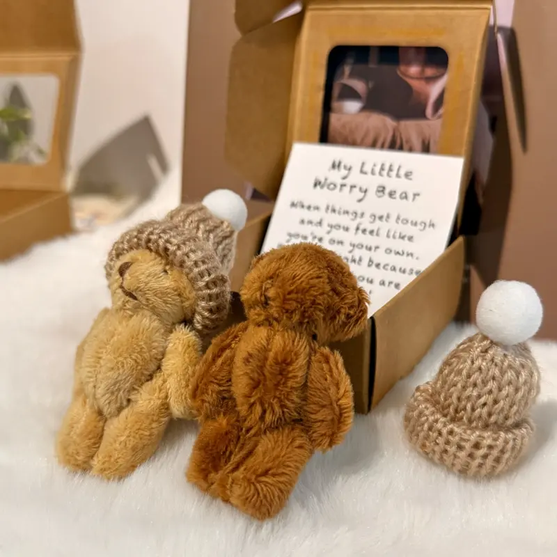 FuRise Coffee Brown Mini Cuddly Teddy Bear Plush (in Box, approx. 35g, 7×7×2.5cm) - Cuddly Stuffed Animals, Soft Adorable Stuffed Animal, Includes Card, Precise Prints, Travel Souvenir, Pocket Gift for My Girlfriend Christmas Present