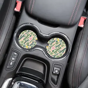 Western Cactus Cute Car Coasters, Set of 2, Foam Material, Cute Aesthetic Car Coasters,Flower Coasters for Car, Car Gadgets and Accessories
