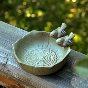 Fun Garden Ceramic Flowerpot Succulent Planter Pot with Bird Decor - Rust-Resistant Indoor/Outdoor Geometric Planter for Small Flowers, Herbs, Office Desk, Balcony & Garden Decor, Cute Planter Pots, Lightweight Pottery