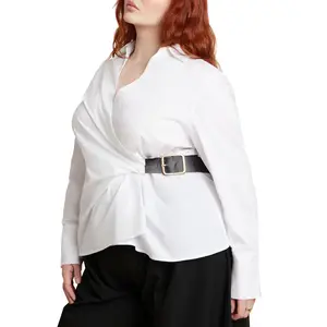 ELOQUII Women's Plus Size Belted Button Up Shirt