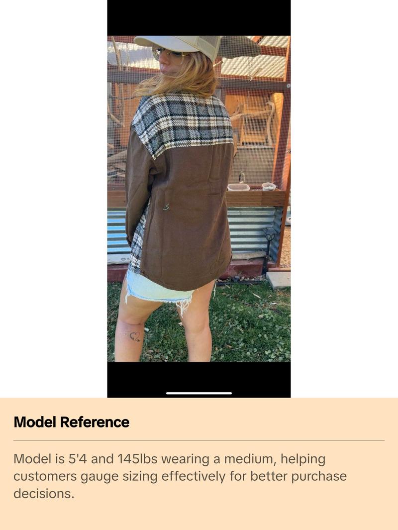 Brown Plaid Patchwork Denim Jacket