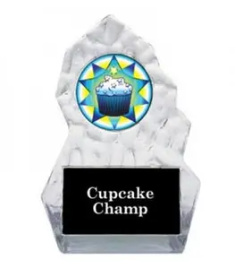 BuyAwardsandTrophies Lightning Sculpted Cupcake Trophy - Plastic Trophy with Base, Awards and Trophies for Fun Contests, Prizes for Adults and Kids Translucent, 5"