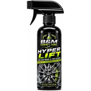 B&M Chem Labs Hyper Lift Non-Acid Wheel & Tire Cleaner, Fast-Acting Brake Dust Remover, 16 oz