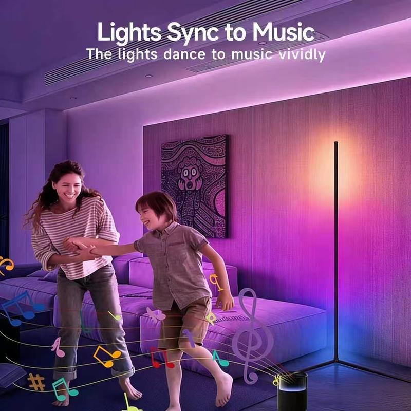 DAYBETTER L-Type RGB-Ic LED Corner Floor Lamp 56 Inch Dimmable Mood Lighting with Adjustable Warm Light, Minimalist Design, 16 Million Colors & App Control for Bedroom & Party, Focused corner/local glow (not full-house lighting)