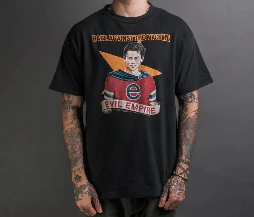 Vintage 1996 Rage Against the Machine Evil Empire T-Shirt All Colors, Gift for Women Men, Made In USA, US Size S-6XL, 100% cotton, Classic Fit, Unisex T-Shirt