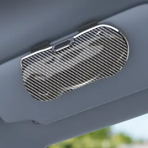 New Carbon Fiber Car Sun Visor Sunglasses Holder, Fashionable Dustproof Eyeglass Case, Full Cover Flip-Top Design, Stylish Auto Accessory