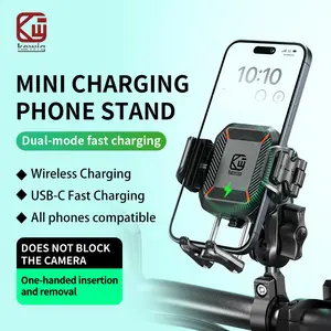 KEWIG M33A1 Motorcycle Phone Holder - Car-Compatible Shock-Proof Mount with Dual-Mode Charging, Military Shock-Absorption, Anti-Theft Lock, 1-Hand Operation, 720° Rotation, Open Camera Design, Fits 5.2-7.2” Phones
