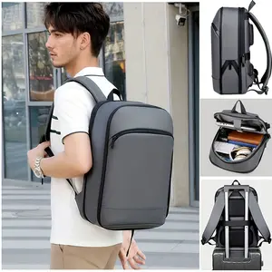 Expandable Laptop Backpack for Men, Slim Water-Resistant Business Backpack, Large Capacity Work & Travel Bag with USB Charging Port, Fits 15.6 Inch Notebook
