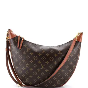 Pre-owned Louis Vuitton Canvas Coated, Leather Shoulder Bags Loop Hobo Reverse Monogram Canvas by Rebag