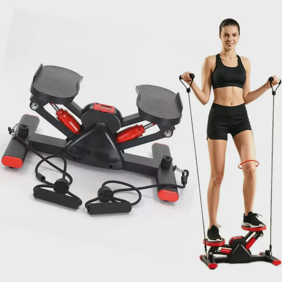 Mini Stair Stepper Machine - Space-Saving Workout Equipment with Digital Display, Adjustable Hydraulic Resistance, Quiet Steps, Waist Twist Core Trainer for Home/Office Home Workout, Compact, Step Machines, Ultra-Quiet, Adjustable Speed