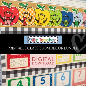 90s Teacher Full Printable Classroom Decor Bundle
