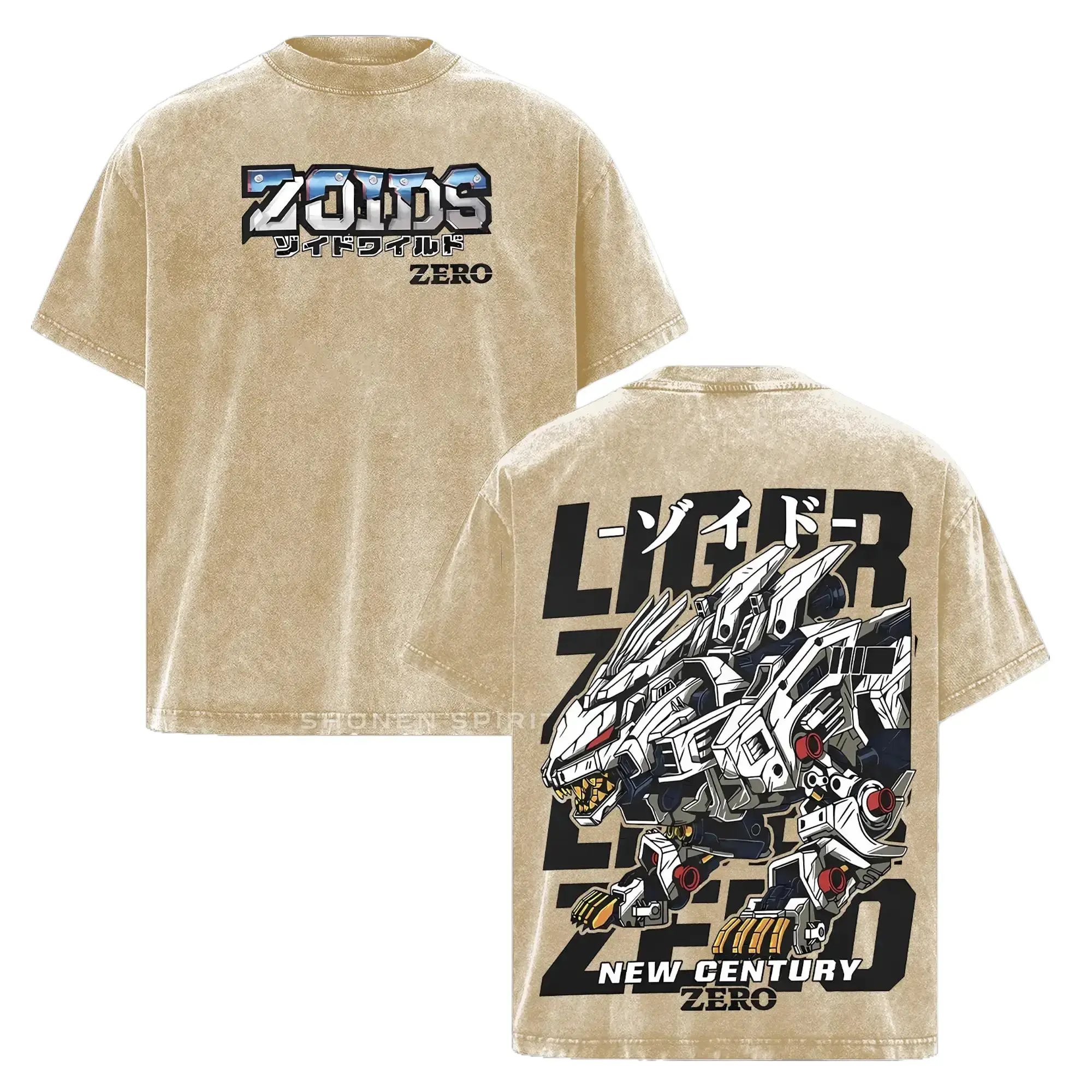 Liger Zero Zoids New Century Zero T-Shirt, Oversized Washed Vintage Anime Tee, Mecha Robot Graphic Shirt, Retro 90s Japanese Anime Streetwear cartoon