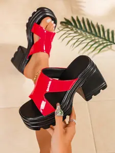 Elegant Waterproof High Heel Sandals, Summer New Thick Sole Slip-On Shoes, Women's Outdoor Wear Comfortable Footwear, Party Shoes, PU Upper Material