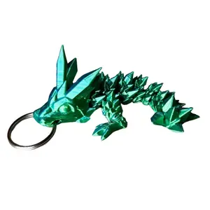 3D Printed Crystal Dragon Tadling Keychain, Vibrant Multicolor Articulated Dragon, Blue and Green Spiked Dragon, Dragon Lover Gift, Stocking Stuffer, Christmas Gift, Cinderwing 3D, Stress Relieving Fidget, Fantasy Gift, ADHD Fidget, Mini Dragon Keychain