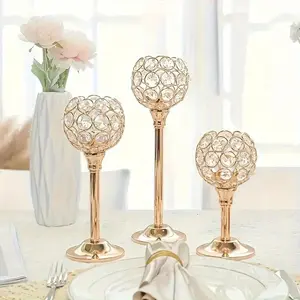 3 Piece Set Romantic Tabletop Decor, Perfect for Dinner Anniversary Christmas Halloween Festive Celebrations, Luxury American Candle Centerpiece, Vintage Candle Stand, Home Decoration