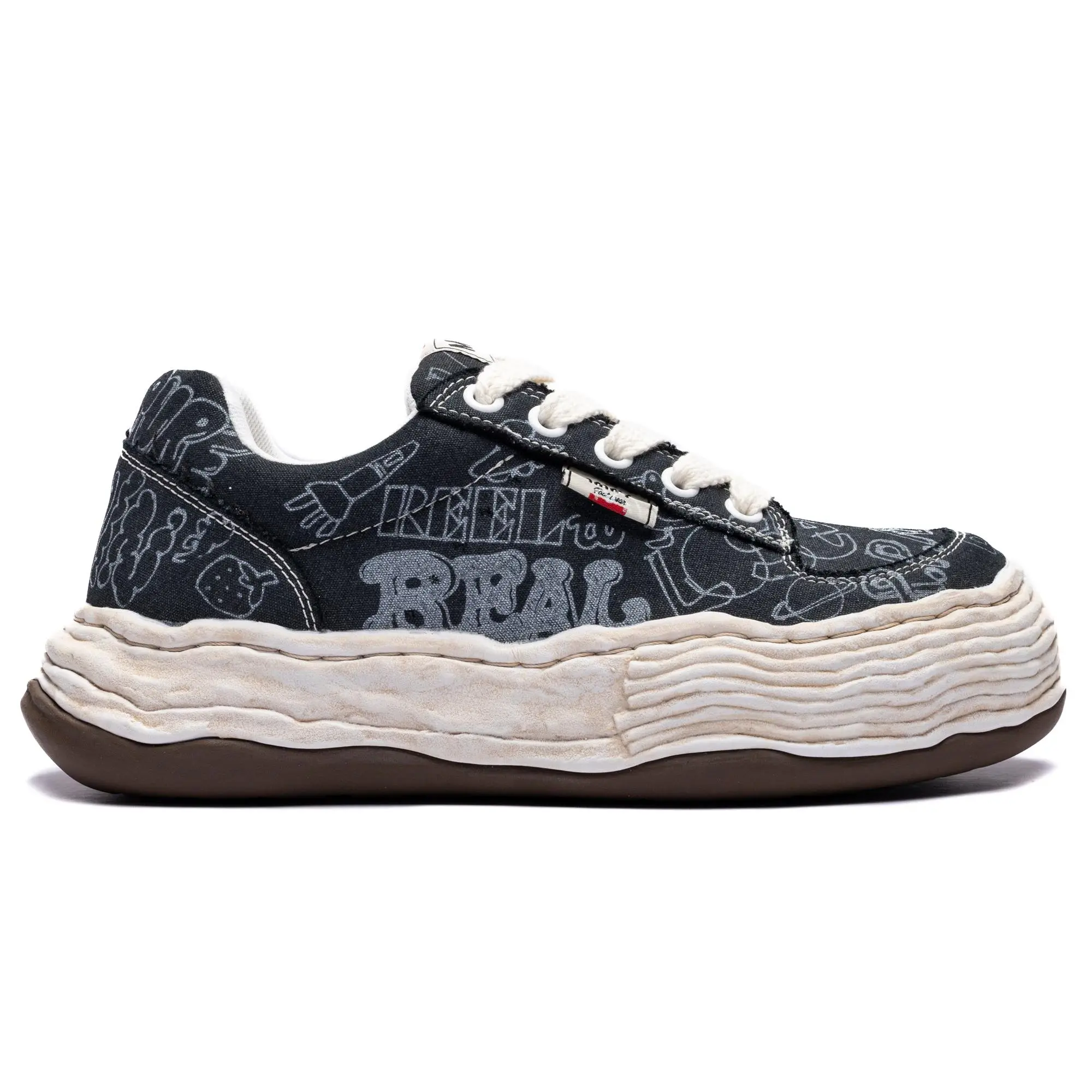 Maison Mihara Yasuhiro "OLIVER" OG Sole Graffiti Printed Canvas in Black