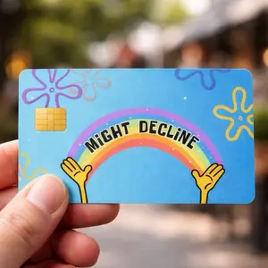 (2 Pack) Funny Might Decline Debit Card Skin High-Quality Vinyl Card Decal Credit Card Cover Scratch-Resistant Water-Resistant Everyday Accessories Thin Atms Durable Wallets