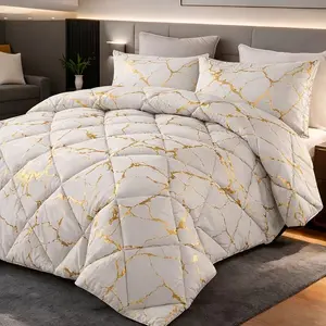 3pcs High-grade Breathable Bronzing Texture Soft Superfine Fibre Light Breathable Easy Care Suitable All Season Be Equipped with Quilt And Pillowcase Twin/ Full/ Queen/ King Size