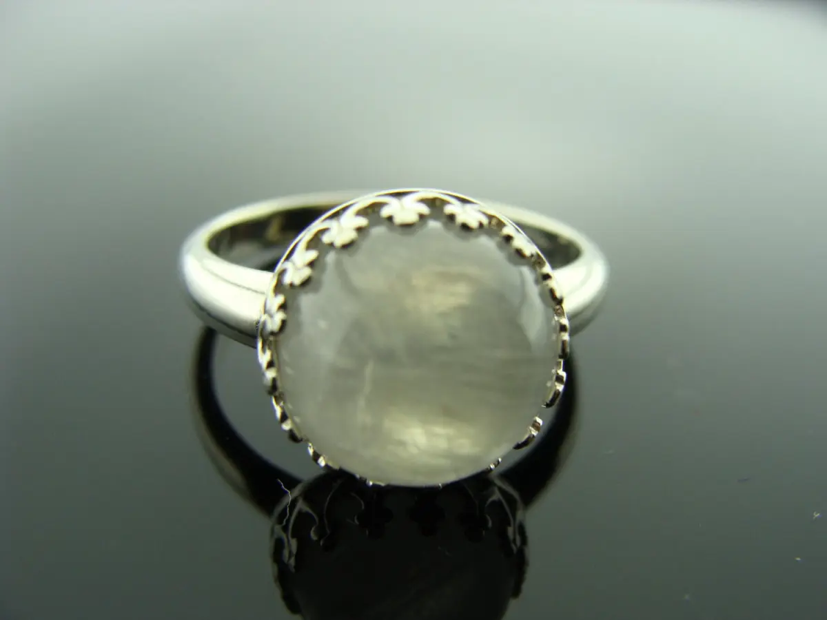 Rainbow Moonstone Bezel Set Ring · 925 Sterling Silver · Size 7 or 8 · June Birthstone Gift · Boho Gemstone Ring for Her