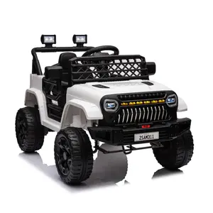 GAOMON White 12V Electric Kids Truck With Remote Control Led Lights Music Battery Display Four Wheel Suspension And Adjustable Seat Belt White