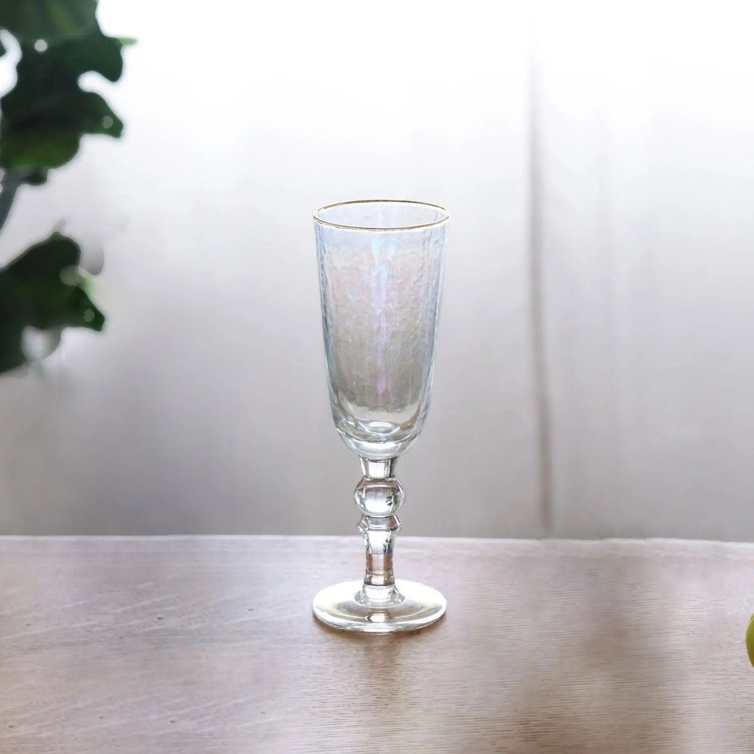 Beatriz Ball Mother of Pearl Glass Flute with Gold Rim, Set of 4