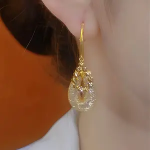 LisiZen Unique Design Gold Wire Mesh Water Drop Earrings New Trendy Elegant Versatile Dangle Earrings Jewelry DZEH3645