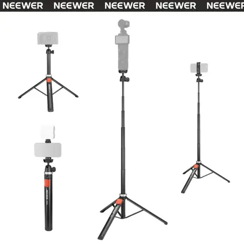 NEEWER TS05 Phone Tripod with Remote Bluetooth, 65.2" All Metal Tripod Stand Compatible with iPhone/Android/GoPro/Canon/Sony DSLR, Portable Selfie Stick Tripod for Travel, Vlog, Video Recording & Live Streaming tiktokshopbacktoschool, Travel Tripod, Selfi