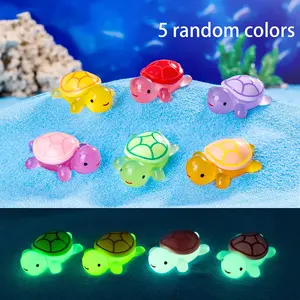 5 Random Color Glow-In-The-Dark Turtle DIY Decorations, Mini Resin Desktop Statue Home Ornaments, Blind Bag Accessories, Small Tortoise Figurines