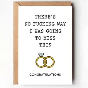 Ring Design Wedding Card, Funny Congratulations Card with Envelope, Humorous Greeting Card for Wedding Or Special Occasions
