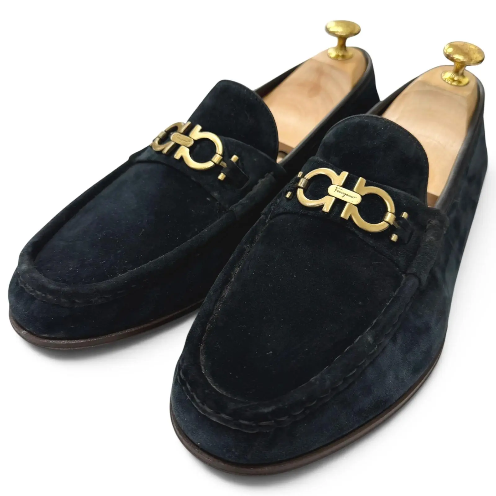 Pre-owned SALVATORE FERRAGAMO Suede Small Leather Goods Loafers